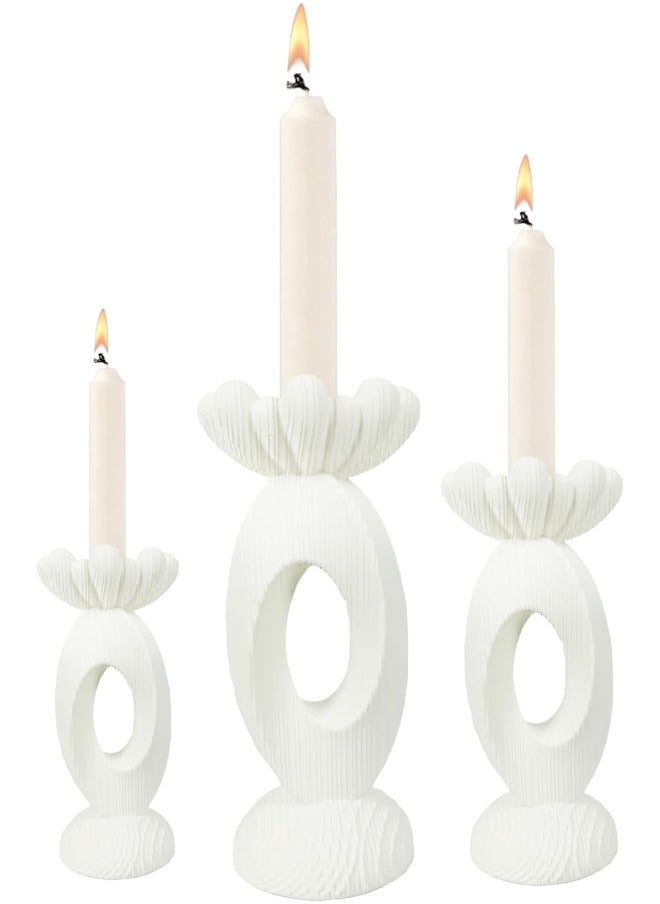 YINZUO YINZUO Modern Decorative Stylish Candle Holder White Plastic Fiber Taper Candle Holder with Artistic Open Best Design for Home Decor, Dining Table, or Mantel Display (Desing 1)  - Image 1