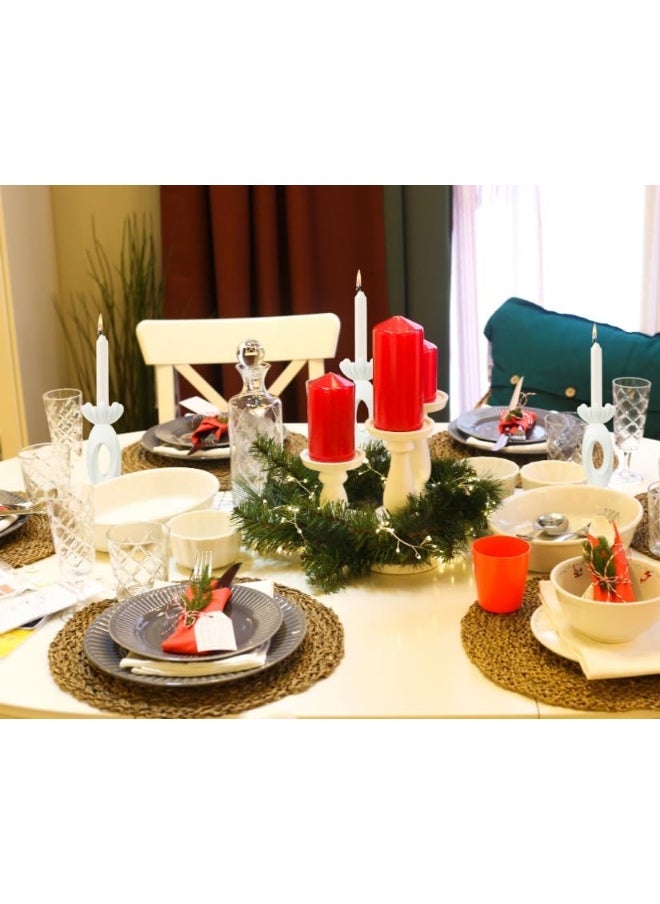 YINZUO YINZUO Modern Decorative Stylish Candle Holder White Plastic Fiber Taper Candle Holder with Artistic Open Best Design for Home Decor, Dining Table, or Mantel Display (Desing 1)  - Image 3