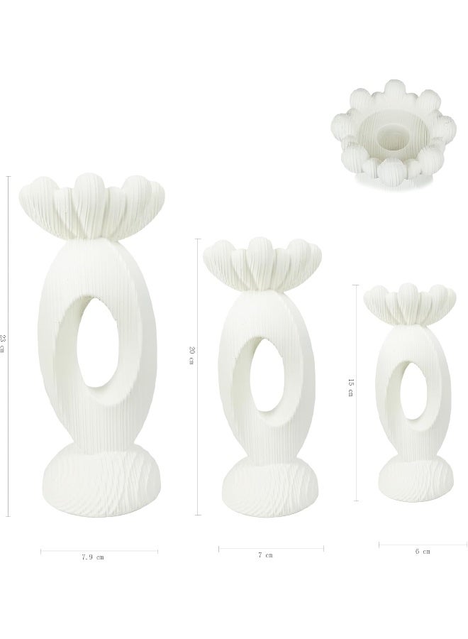 YINZUO YINZUO Modern Decorative Stylish Candle Holder White Plastic Fiber Taper Candle Holder with Artistic Open Best Design for Home Decor, Dining Table, or Mantel Display (Desing 1) - Image 2