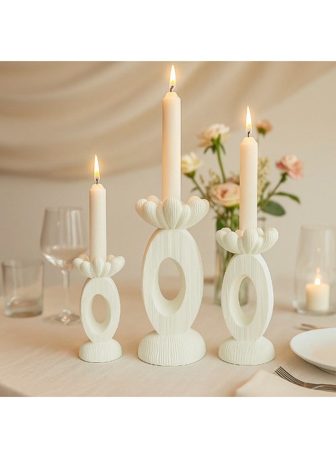 YINZUO YINZUO Modern Decorative Stylish Candle Holder White Plastic Fiber Taper Candle Holder with Artistic Open Best Design for Home Decor, Dining Table, or Mantel Display (Desing 1) - Image 5