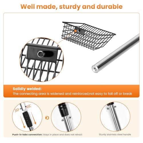 PETOCAT Cat Litter Scoop with Holder 43" Metal Litter Scooper with Stainless Steel Long Handle, Large Kitty Box Scooper Heavy Duty Deep Shovel for Fast Sifting, Dog Waste Scooops for Outside Pet Poop - Image 3