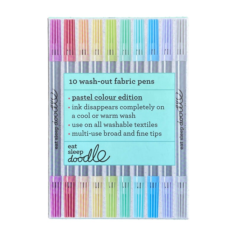 eatsleepdoodle Original Doodle Washable Markers Pastel Colors Pack of 10 DoubleEnded Felt Tip WashOut Fabric Markers - Image 2
