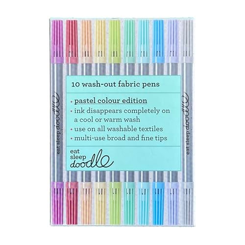 eatsleepdoodle Original Doodle Washable Markers Pastel Colors Pack of 10 DoubleEnded Felt Tip WashOut Fabric Markers - Image 1