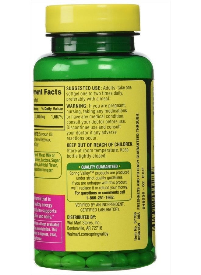 SPRING VALLEY - Biotin 5000 mcg, 240 Softgels - Image 1