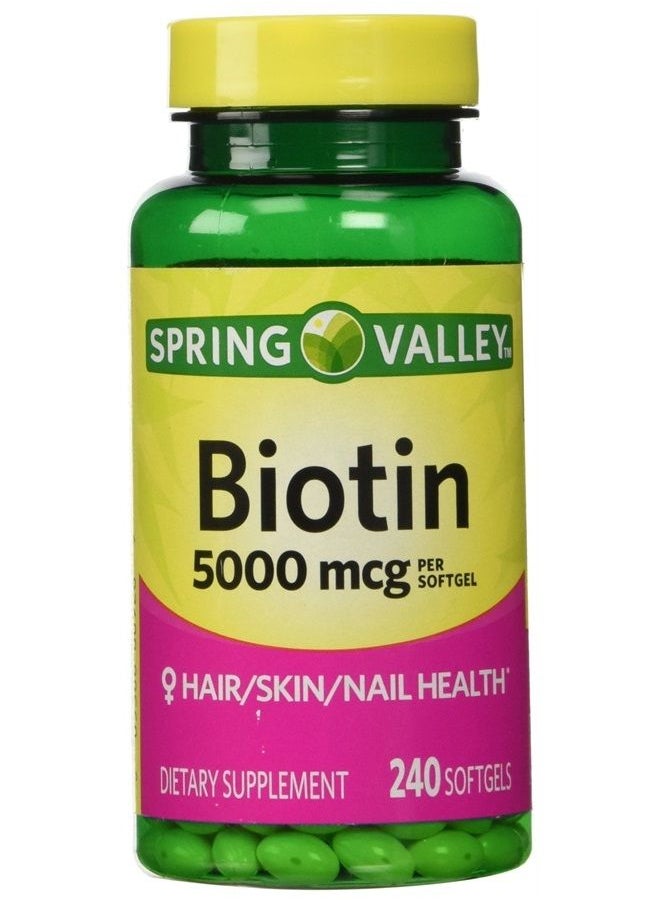 SPRING VALLEY - Biotin 5000 mcg, 240 Softgels - Image 1