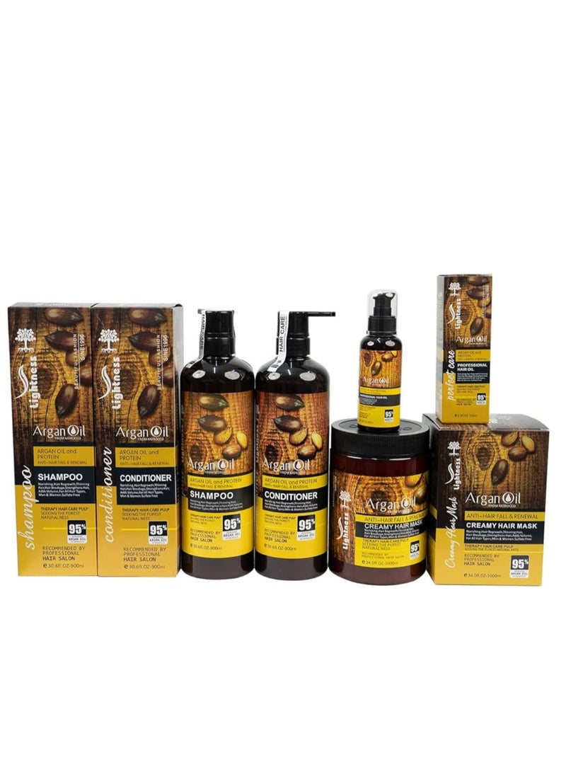 Moroccan Argan Oil Shampoo and Conditioner Set Sulfate Free, Perfect for Damaged, Dry, Curly, Frizzy Hair. Thickening Formula for Fine/Thin Hair, Safe for Color and Keratin Treated Hair. (4 in 1 Set)  - Image 1
