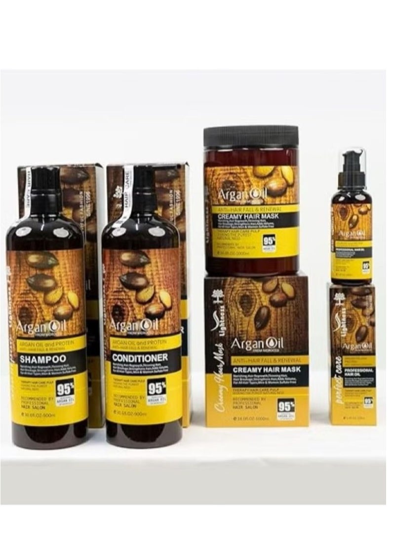 Moroccan Argan Oil Shampoo and Conditioner Set Sulfate Free, Perfect for Damaged, Dry, Curly, Frizzy Hair. Thickening Formula for Fine/Thin Hair, Safe for Color and Keratin Treated Hair. (4 in 1 Set)  - Image 3
