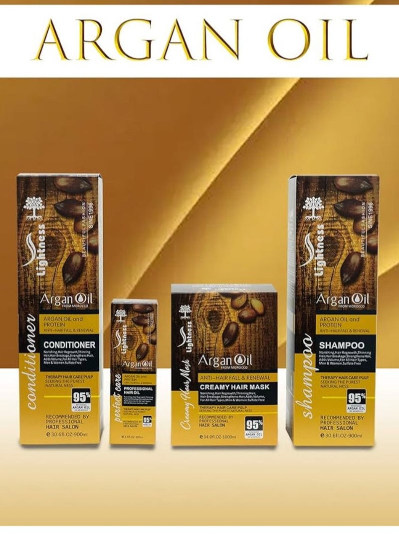 Moroccan Argan Oil Shampoo and Conditioner Set Sulfate Free, Perfect for Damaged, Dry, Curly, Frizzy Hair. Thickening Formula for Fine/Thin Hair, Safe for Color and Keratin Treated Hair. (4 in 1 Set)  - Image 4