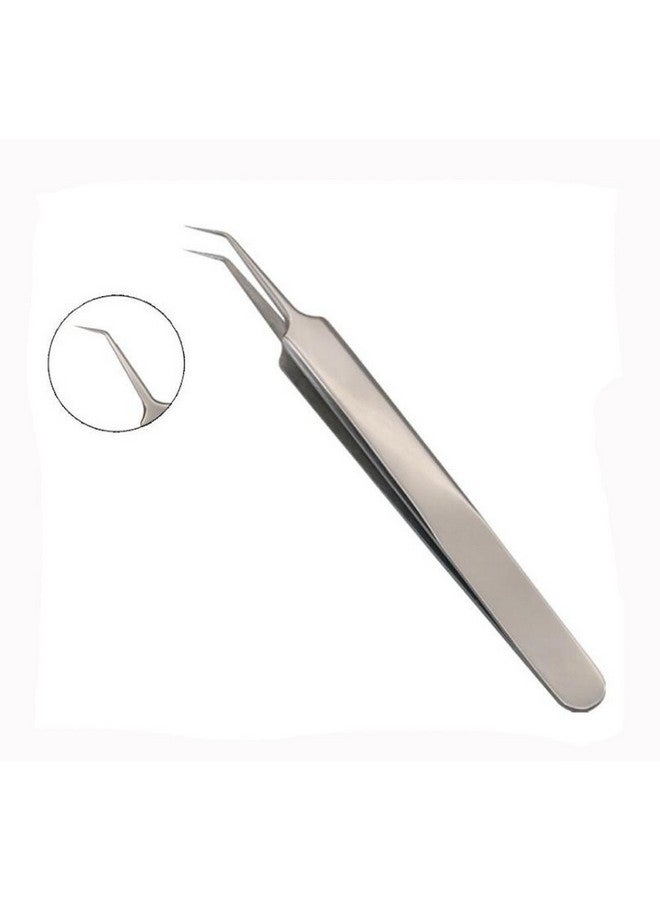 Elandy 1Set(3Pcs) Silver Professional Remove Blackheads Tweezers Set Stainless Steel Straight/Slanted & Pointed Splinter/Bend Curved Blemish Extractor Tool For Acne Zit Cystic Blemish Whitehead Popping - Image 5