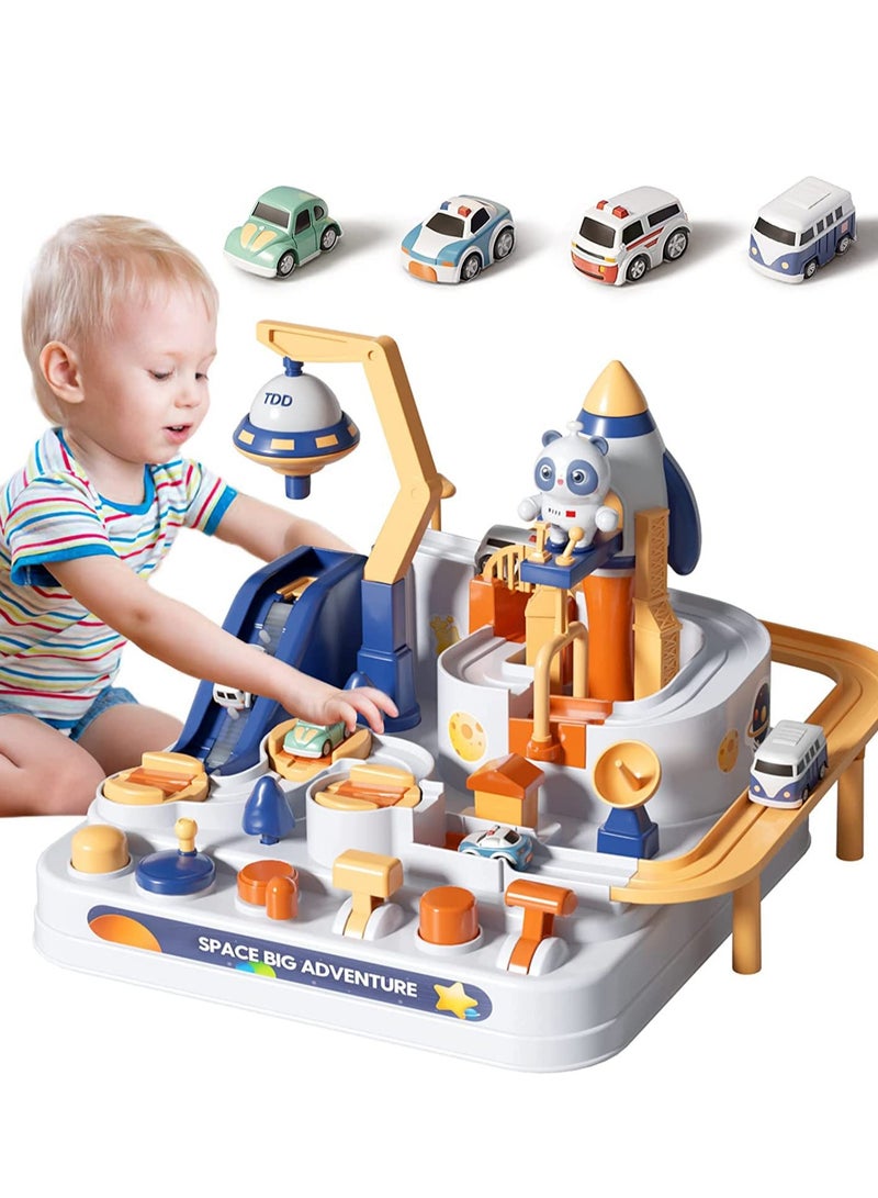 Car Rescue Adventure Race Track Toys Toddler Girls Kids Ages 4-7 Space Theme Gifts Playset Educational Learning - Image 1