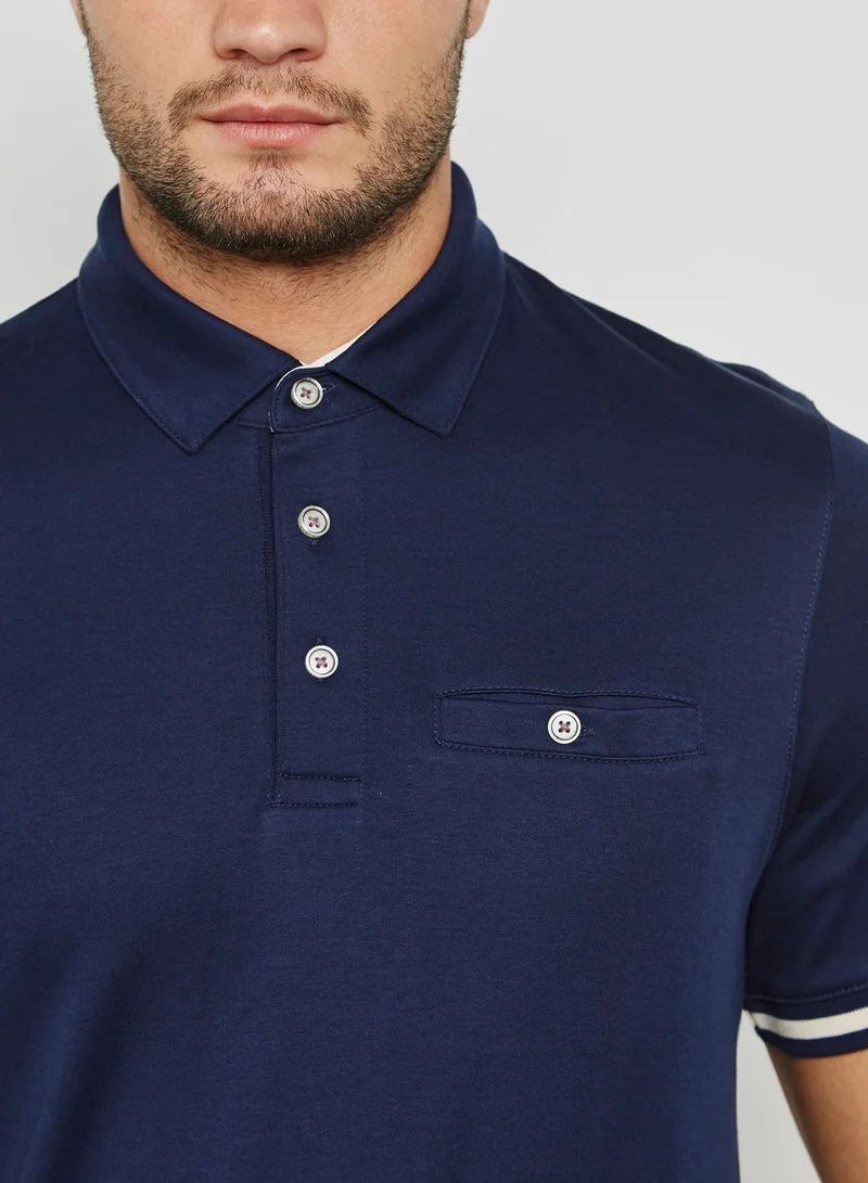 Ted Baker Puggle Striped Cuffed Polo