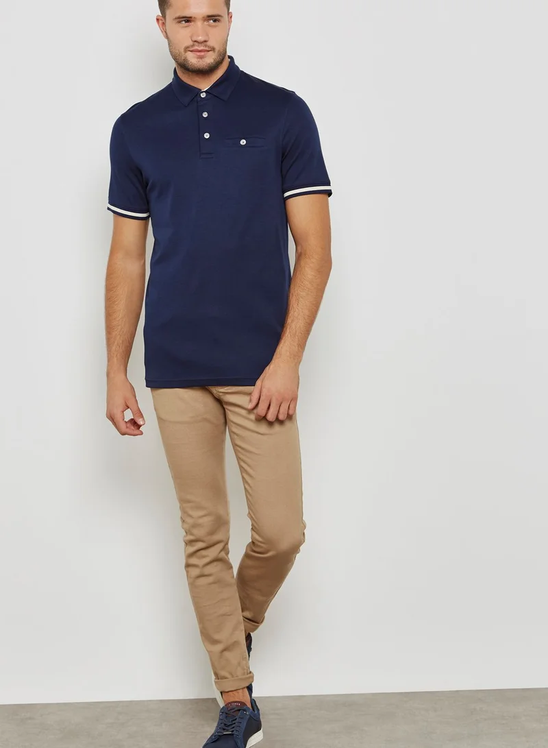 Ted Baker Puggle Striped Cuffed Polo