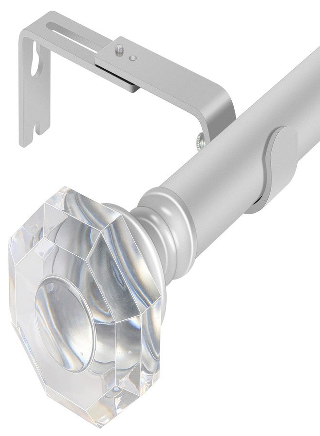 daintier 1 inch Single Window Curtain Rod with Acrylic Diamond Finial,36-72 inch,Matte Silver - Image 1