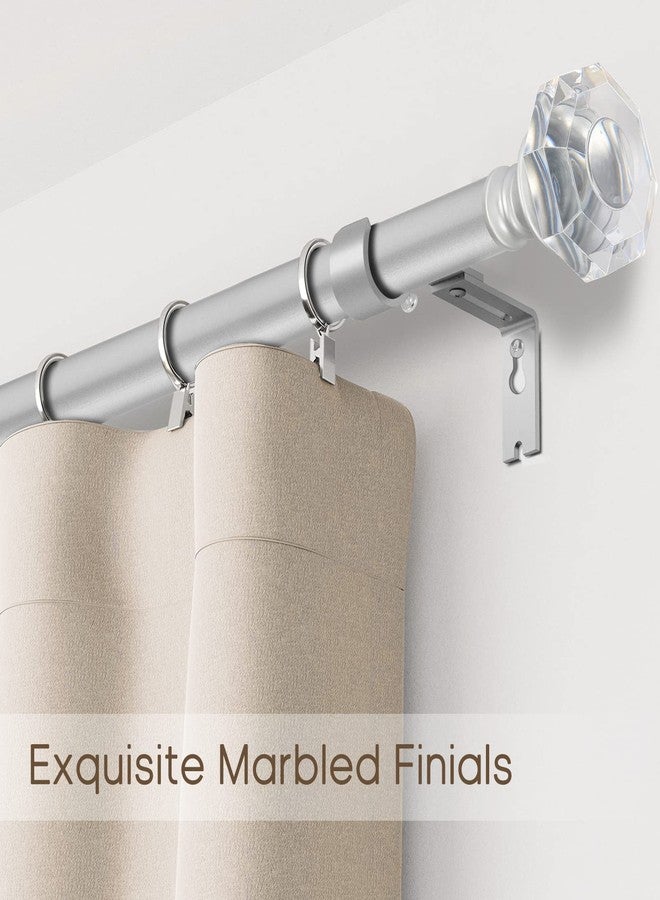 daintier 1 inch Single Window Curtain Rod with Acrylic Diamond Finial,36-72 inch,Matte Silver - Image 4