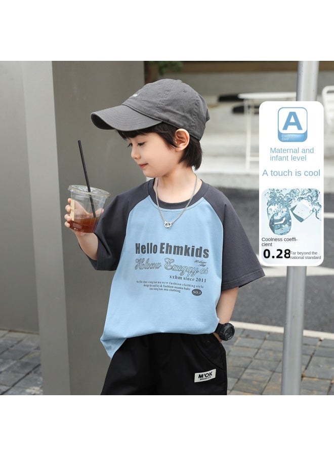 S Cool Touch Short Sleeve T-shirt 2025 Summer A-class Tee Basketball Running Youth Trendy Kids Wear - Image 2