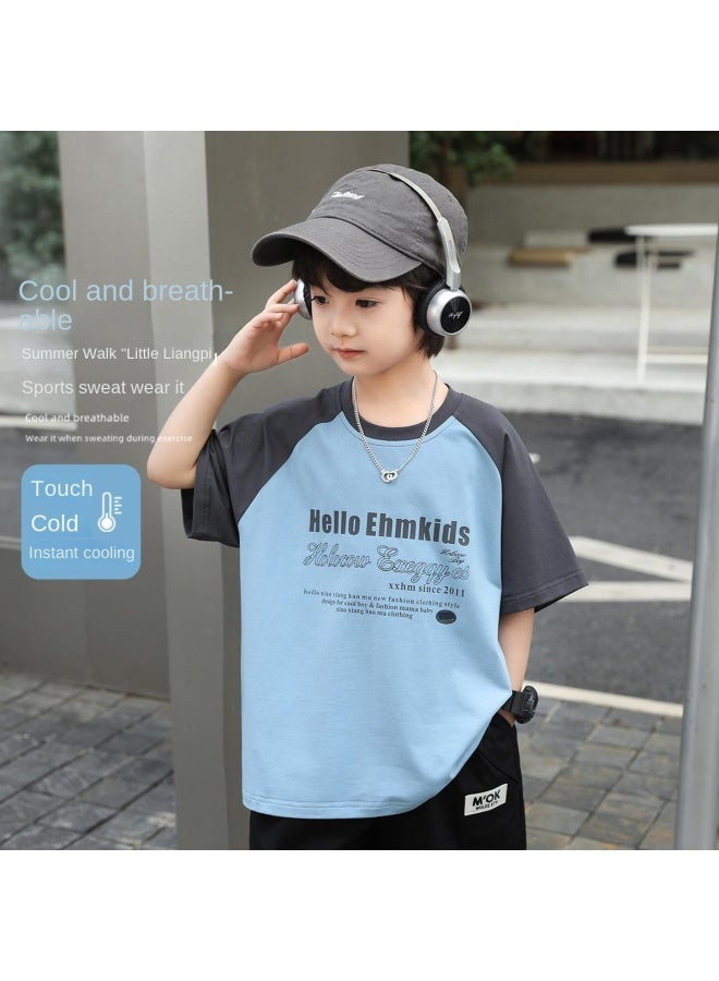 S Cool Touch Short Sleeve T-shirt 2025 Summer A-class Tee Basketball Running Youth Trendy Kids Wear - Image 3