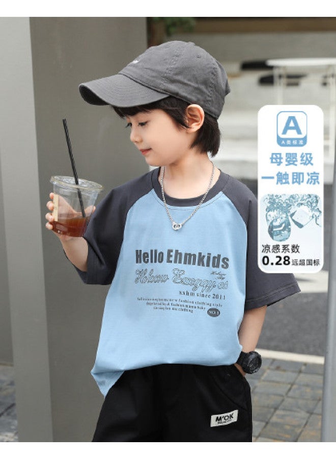 S Cool Touch Short Sleeve T-shirt 2025 Summer A-class Tee Basketball Running Youth Trendy Kids Wear - Image 1