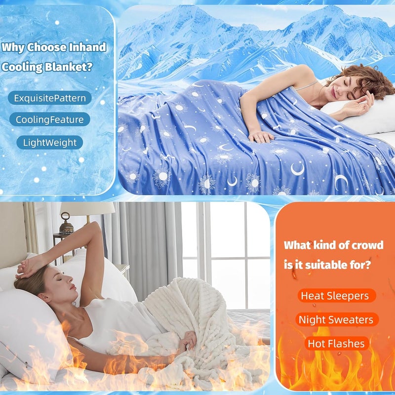 inhand Cooling Blanket King Size (90"x108") - Cooled Blankets for Hot Sleepers Lightweight Breathable Summer Blanket for Sleeping Night Sweats to Keep Cool in The Heat -Midnight Blue - Image 4