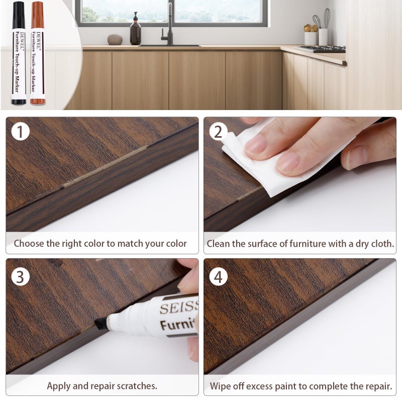 SEISSO Wood Furniture Repair Kit, Wood Filler and Touch Up Markers, Set of 28 Laminate Vinyl Floor Repair Kit for Scratches, Cracks, Holes, Discoloration for Door, Floor, Table, Cabinet - Image 4