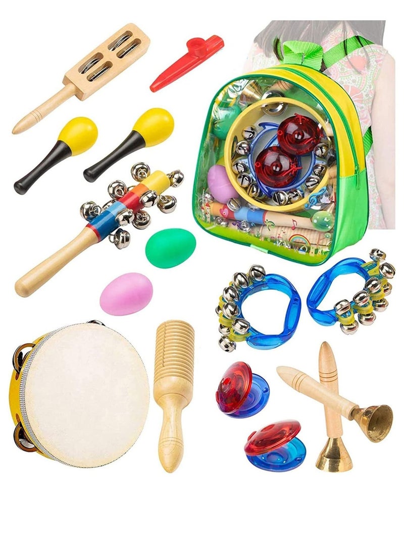 Musical Instruments Toddler Toys Professional Preschool Music Education Toys Percussion Instruments Set Music Early Learning Toys Gifts for Boys and Girls with Storage Toddler Backpack  - Image 1