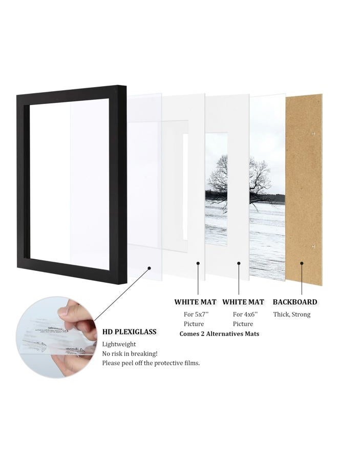 Egofine 8x10 Picture Frames Set of 4, Made of Solid Wood Covered by Plexiglass 4x6 and 5x7 with Mat or 8x10 without Mat, for Table Top Display and Wall Mounting Photo Frame Black - Image 4