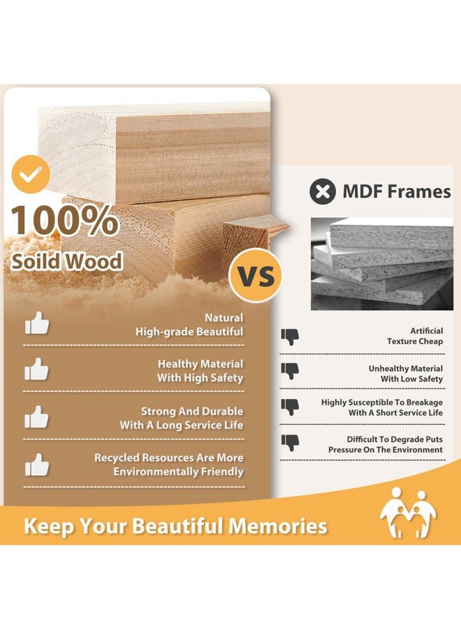 Egofine 8x10 Picture Frames Set of 4, Made of Solid Wood Covered by Plexiglass 4x6 and 5x7 with Mat or 8x10 without Mat, for Table Top Display and Wall Mounting Photo Frame Black - Image 2