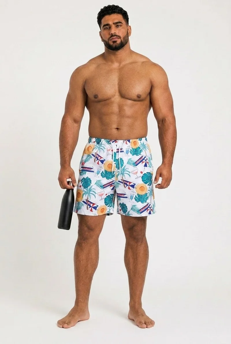 Moveletix White Men's Swim Shorts White for Men | Best Price UAE