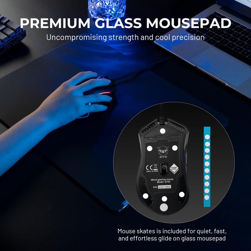 GMKWTL XVX Black Glass Mousepad 4.0, Hard Mouse Pad for Gaming, Ultra-Smooth Micro-Etched Surface Mouse Mat with Non-Slip Rubber Base(410mm*310mm) - Image 4