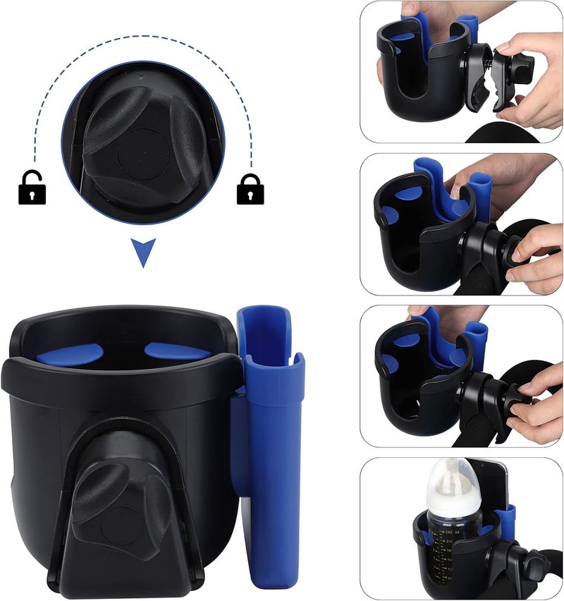 accmor Stroller Cup Holder with Phone Holder, Bike Cup Holder, Universal Cup Holder for Uppababy Nuna Doona Strollers, 2-in-1 Cup Phone Holder for Stroller, Bike, Wheelchair, Walker, Scooter - Image 5