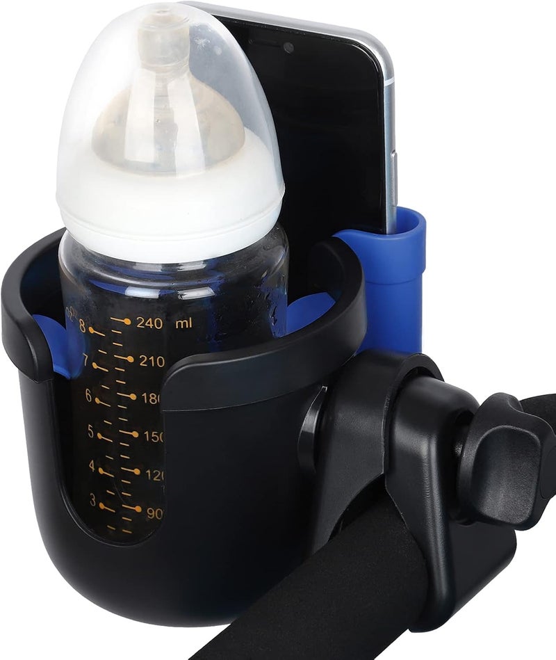 accmor Stroller Cup Holder with Phone Holder, Bike Cup Holder, Universal Cup Holder for Uppababy Nuna Doona Strollers, 2-in-1 Cup Phone Holder for Stroller, Bike, Wheelchair, Walker, Scooter - Image 2