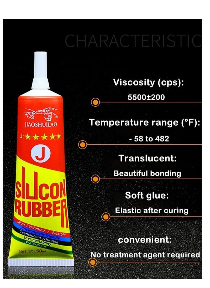 Captaintech Silicone Adhesives Clear Super Glue Sealant Transparent Waterproof Heat Resisting, Can be Used to Connect Electronic Components for Rubber Liquid TPU TPR TPE, 1.7 Fl Oz, 50ml  - Image 5