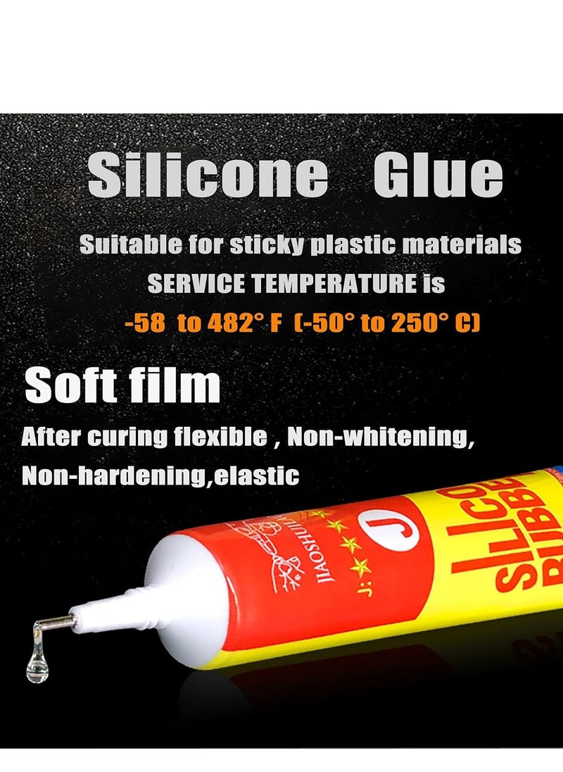 Captaintech Silicone Adhesives Clear Super Glue Sealant Transparent Waterproof Heat Resisting, Can be Used to Connect Electronic Components for Rubber Liquid TPU TPR TPE, 1.7 Fl Oz, 50ml  - Image 2