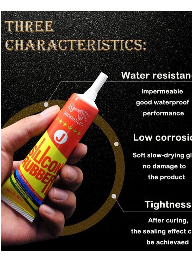 Captaintech Silicone Adhesives Clear Super Glue Sealant Transparent Waterproof Heat Resisting, Can be Used to Connect Electronic Components for Rubber Liquid TPU TPR TPE, 1.7 Fl Oz, 50ml  - Image 4