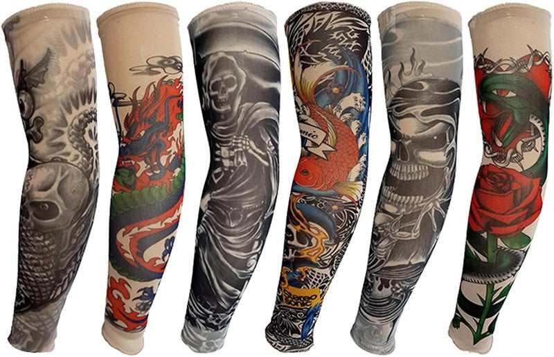 YARIEW Tattoo Sleeves for Men, 6Pcs Arm Sleeves Fake Tattoos Sleeves to Cover Arms Sun Protection Sleeves Tattoo Sleeve Covers Tattoo Cover Up Sleeve Temporary Tattoo Sleeves for Men and Women (Set 3) - Image 1