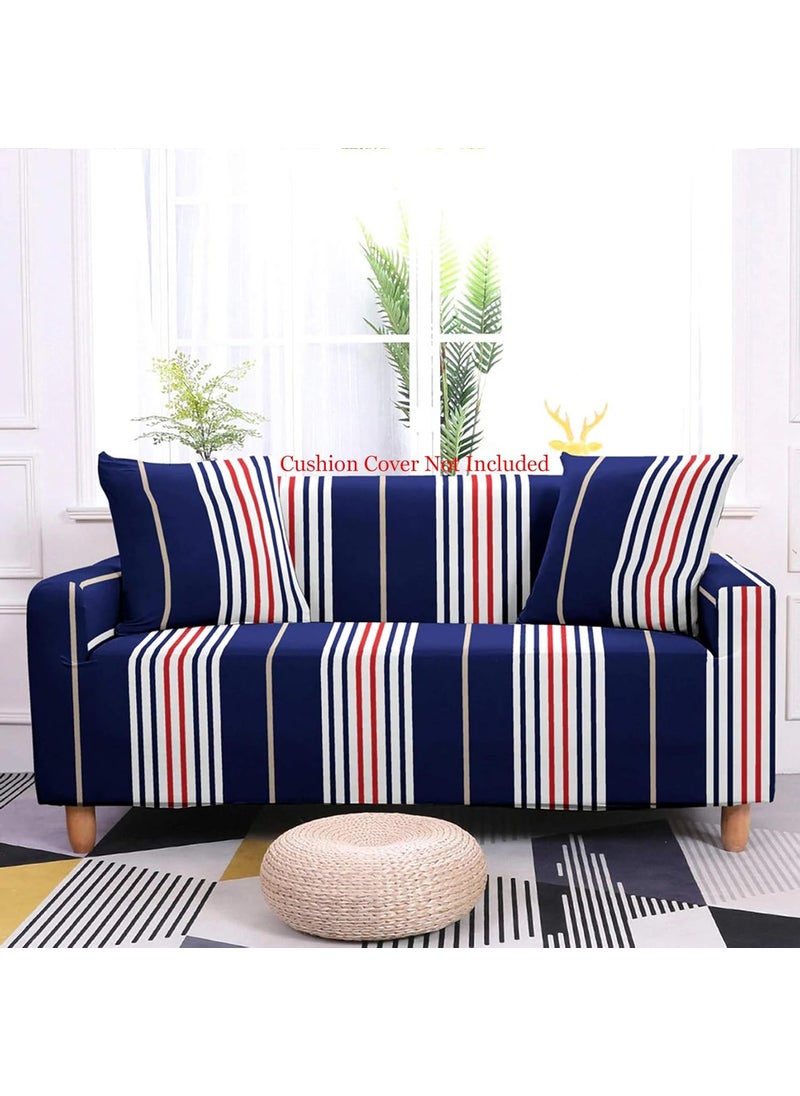 HOUSE OF QUIRK - House of Quirk Polyester Spandex Printed Sofa Cover Big Elasticity Cover Stretch Universal Sofa Slipcovers (Stripes Grey, Triple Seater) - Image 1