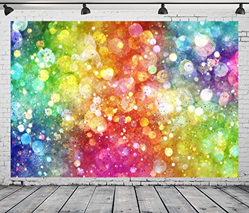 Loccor 9x6ft Rainbow Colorful Backdrop Durable Fabric No Wrinkles No Glitter Light Spot Photo Background Baby Shower Birthday Party Banner Dance Decorations Portraits Video Photobooth Studio Props - Image 1