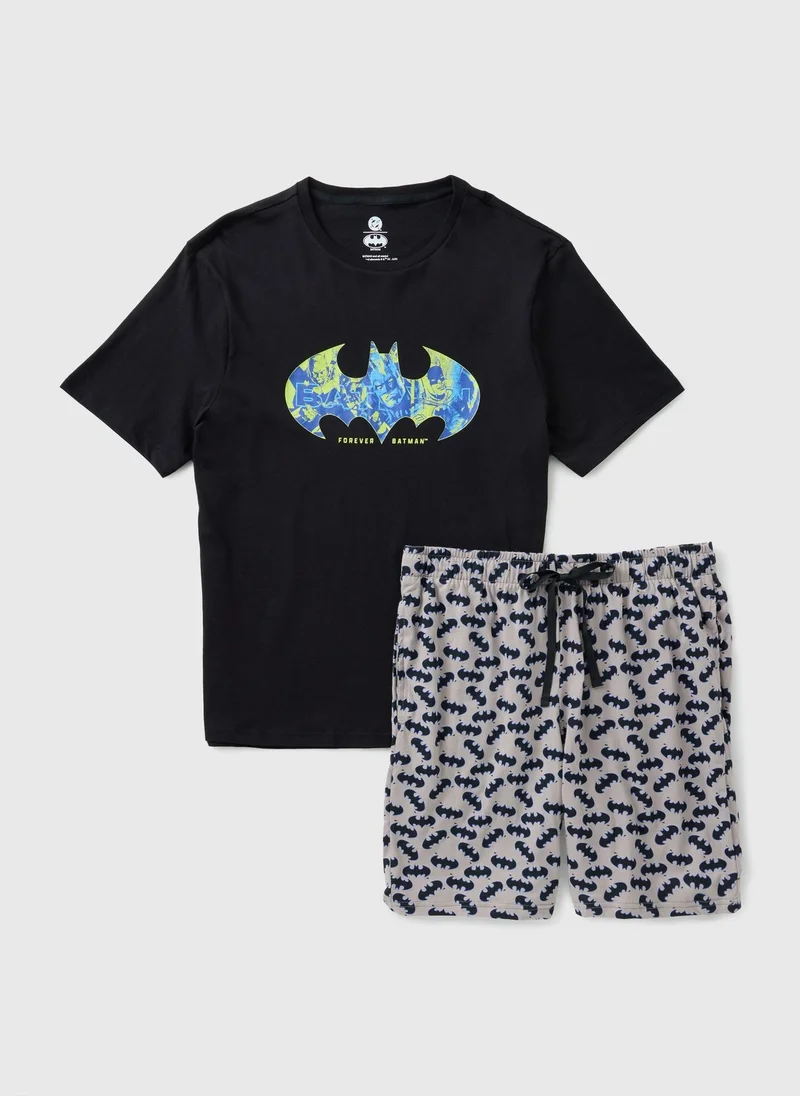 Matalan Batman Grey Batman Short Pyjama Set