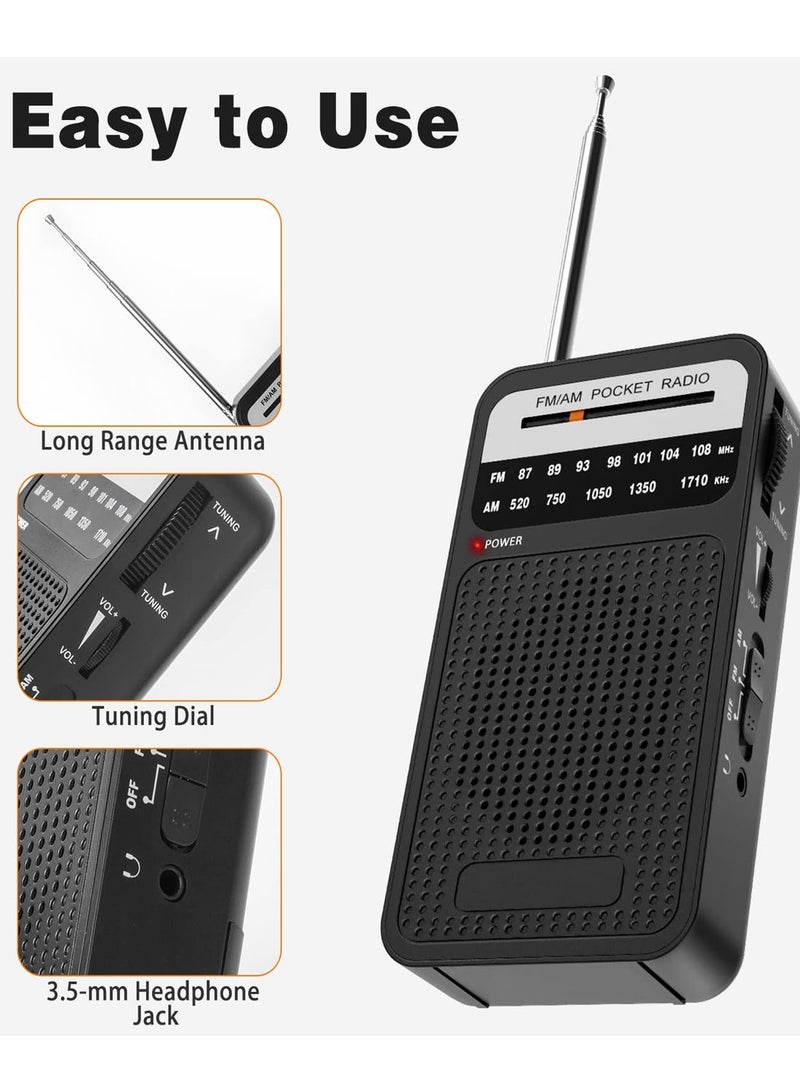 Portable Radio AM FM with Long Range Reception, Goodes Transistor Radio with Loud Speaker, Headphone Jack, 2AA Battery Operated, Loud Speaker, Suitable for Indoor, Outdoor and Emergency Use - Image 4
