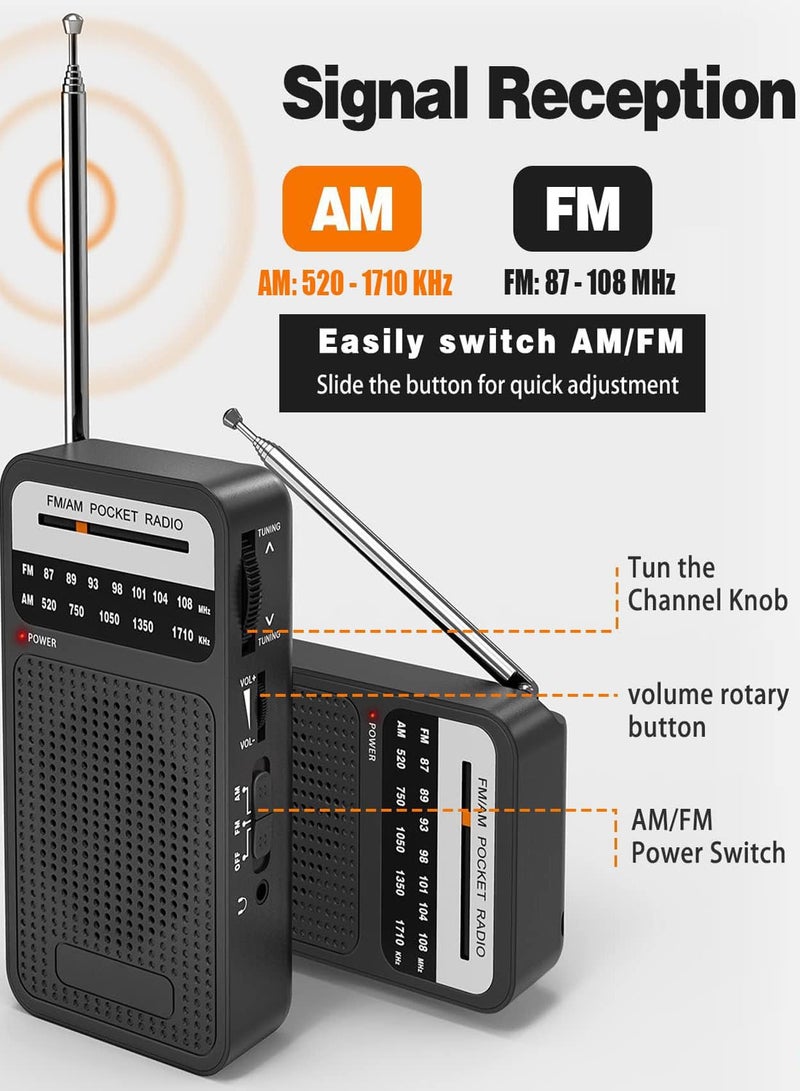 Portable Radio AM FM with Long Range Reception, Goodes Transistor Radio with Loud Speaker, Headphone Jack, 2AA Battery Operated, Loud Speaker, Suitable for Indoor, Outdoor and Emergency Use - Image 3