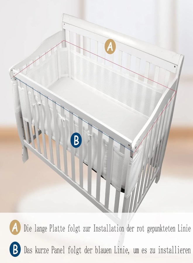 Baby Cot Bumper, Baby Cot Bumper, Anti-Airflow 3D Mesh Lining, Breathable Crib Border for Toddlers White - Image 2