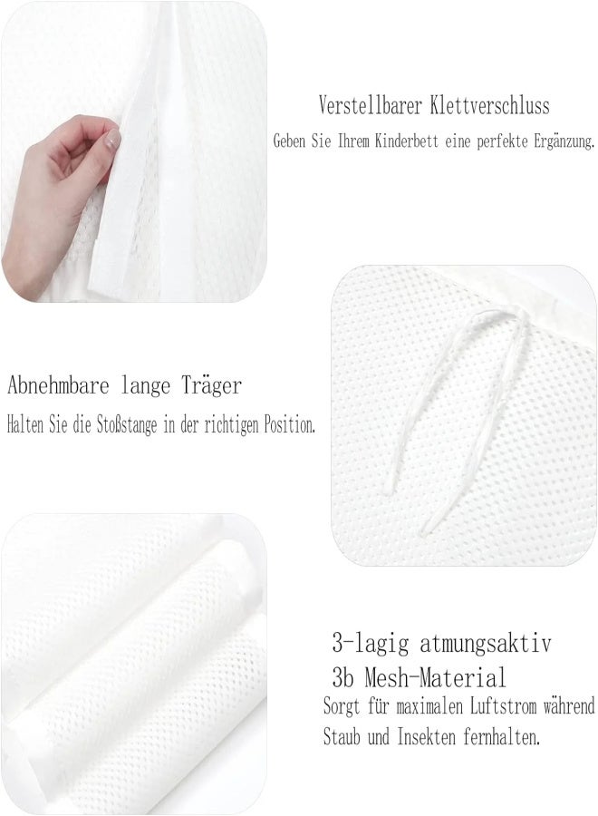 Baby Cot Bumper, Baby Cot Bumper, Anti-Airflow 3D Mesh Lining, Breathable Crib Border for Toddlers White - Image 5