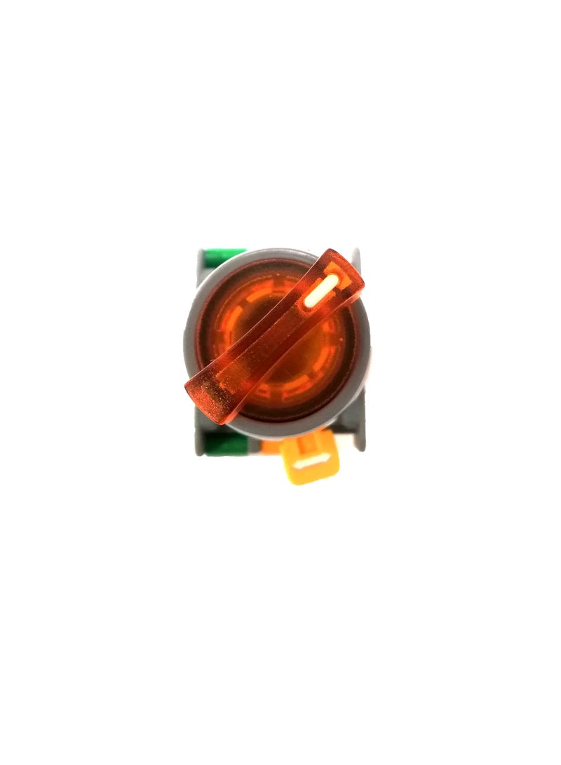 2 Position Illuminated Selector Switch Yellow IP65 GSL22-2 220V - Image 2