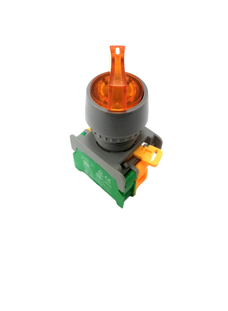 2 Position Illuminated Selector Switch Yellow IP65 GSL22-2 220V - Image 1