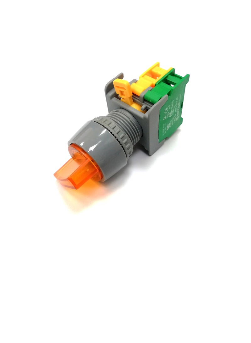 2 Position Illuminated Selector Switch Yellow IP65 GSL22-2 220V - Image 3