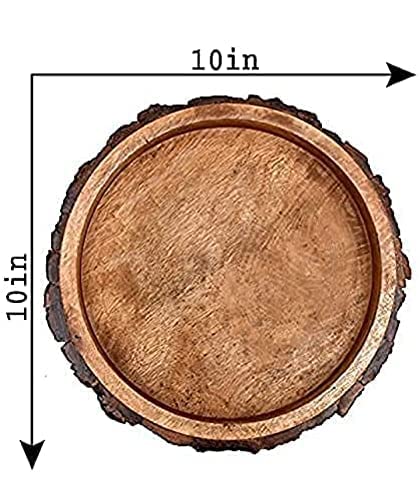 CRAFTCASTLE Beautiful Table Decor Round Shape Wooden Serving Tray/Platter for Home and Kitchen (10X10 Inch) - Image 3
