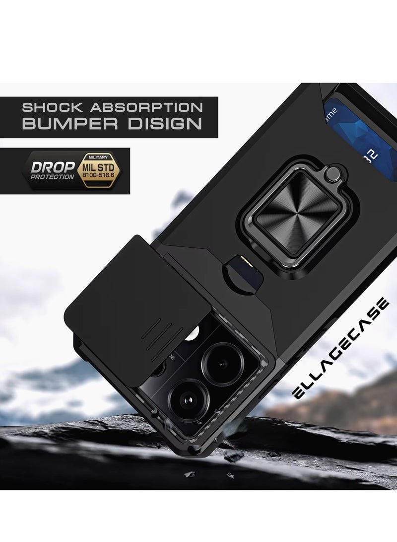 ELLAGECASE Impact-Resistant Case with Card Slot, Stand & Solid Camera Protection for Xiaomi Redmi Note 13 Pro 5G / Xiaomi Poco X6 5G  – Includes Hidden Metal Plate - Image 5