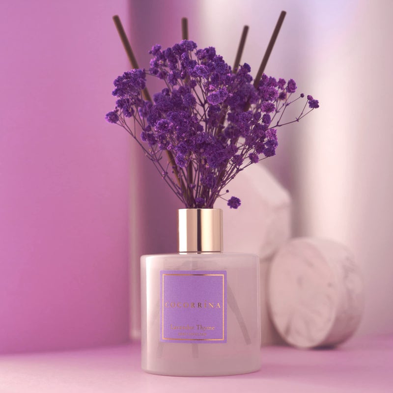 COCORRÃNA CocorrÃ­na Premium Reed Diffuser Set with Preserved Baby's Breath & Cotton Stick Lavender Thyme | 6.76 Fl.oz Scent Diffuser for Bedroom Bathroom Home DÃ©cor - Image 2