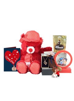 TIED RIBBONS TIED RIBBONS Valentine Week Gift Combo for Girlfriend Wife Girls Women (Led Light Showpiece, Mini Love Couples Statue, Large Teddy Bear, Card, Pendant and Chocolates) - Valentine Day Chocolate Gift  - Image 2
