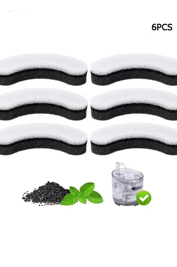 6 Pcs Pet Water Fountain Filters for WF050 & WF100 Cat Fountain, Cat Fountain Filter Replacement, Triple Filtration Cat Water Filter, Black/White - Image 1