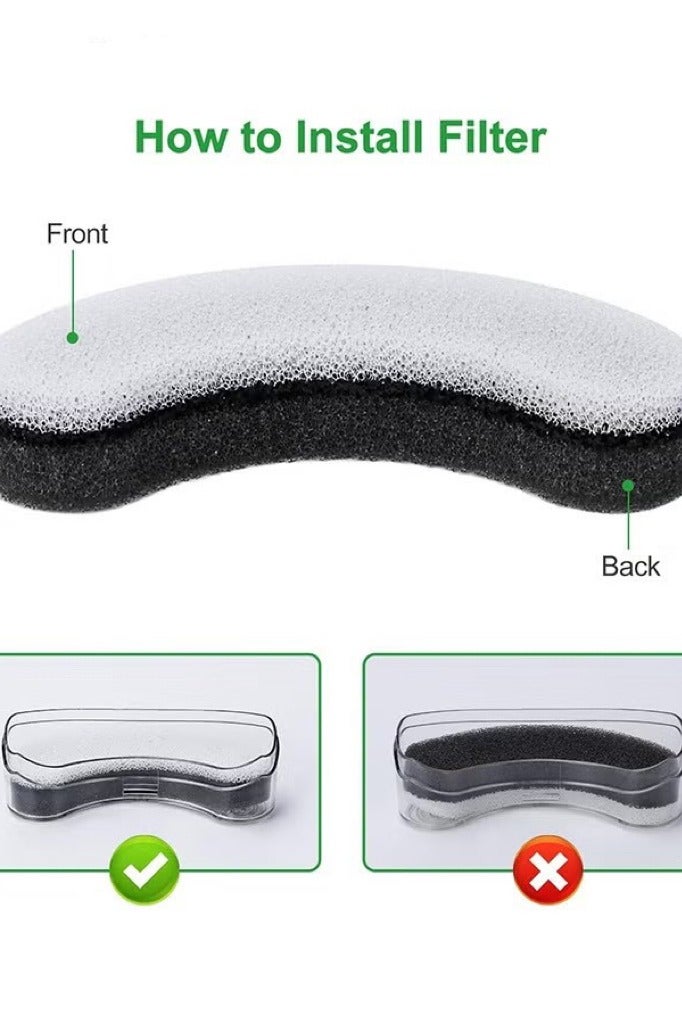 6 Pcs Pet Water Fountain Filters for WF050 & WF100 Cat Fountain, Cat Fountain Filter Replacement, Triple Filtration Cat Water Filter, Black/White - Image 3